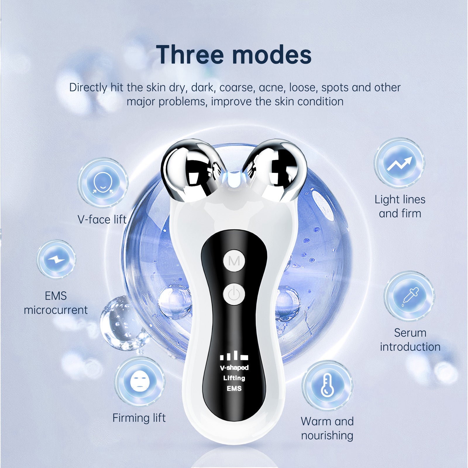 Light Therapy Electric Facial Roller Massager Beauty Device