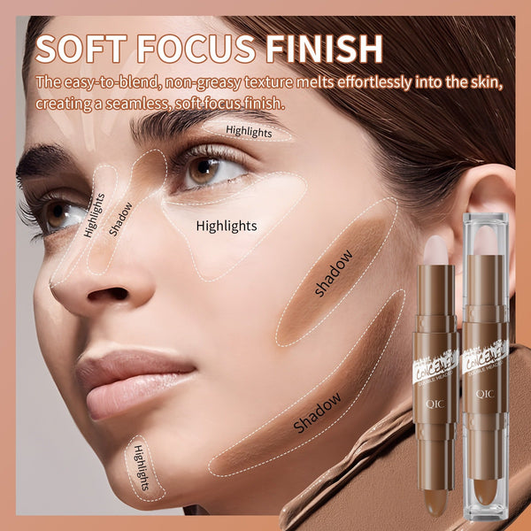 Double-Ended Highlighter Contour Concealer Stick Long-Lasting Makeup Pen