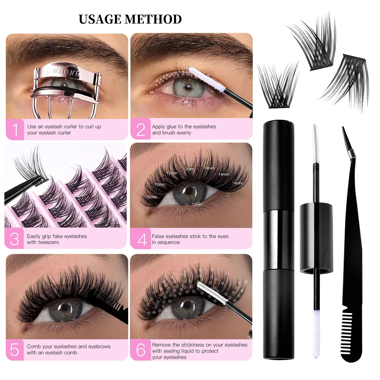 Lash Extension Kit with Bond Glue and Tweezers