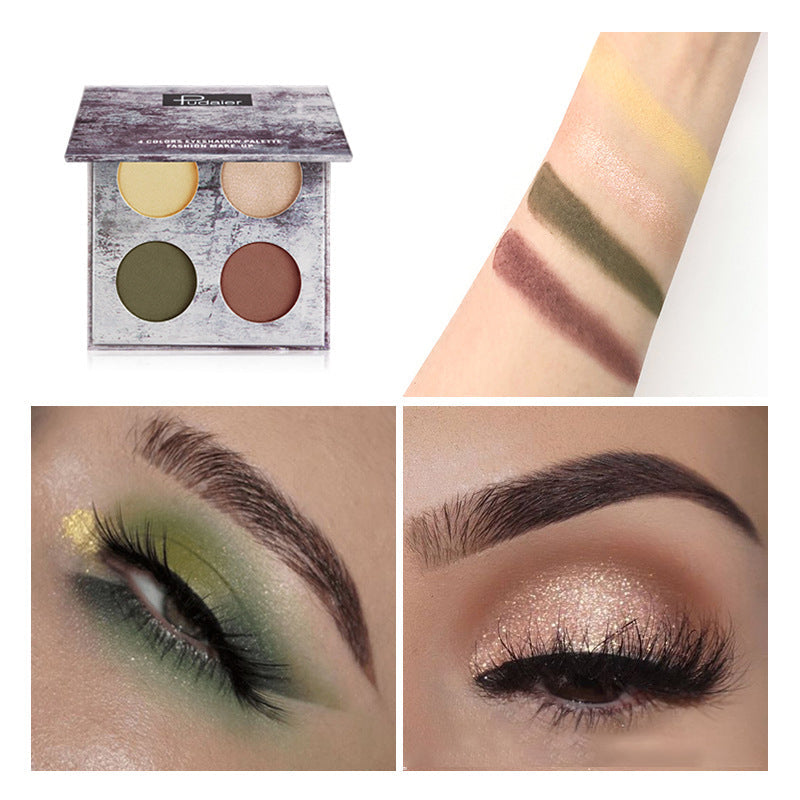 Four-Color Waterproof Matte Pearlescent Eyeshadow Palette Makeup