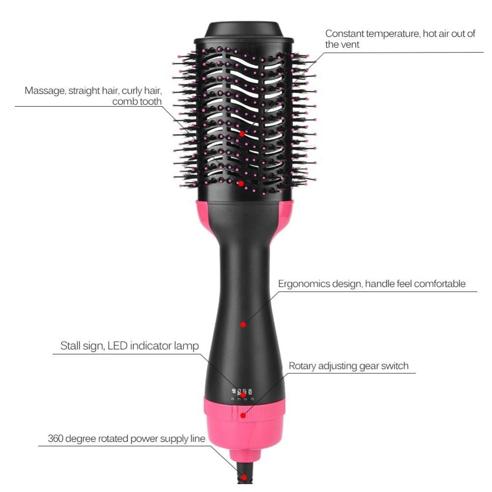 2-in-1 Rotating Hair Dryer Volumizer Hot Brush Styler