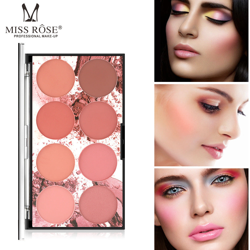Miss Rose Eight-Color Matte Long-Lasting Blush Palette Makeup