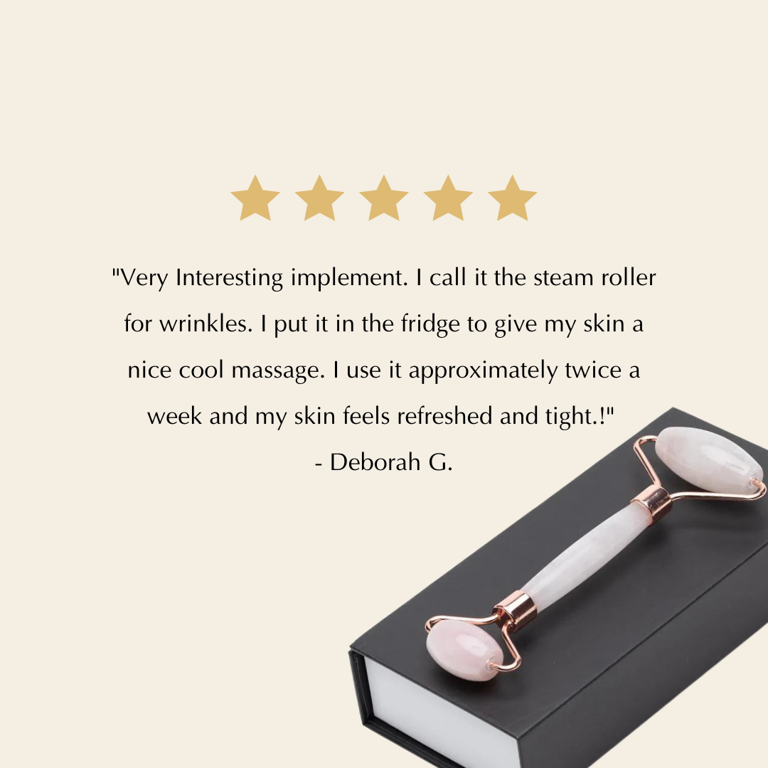 Rose Quartz Dual-Ended Facial Roller Beauty Massage Tool