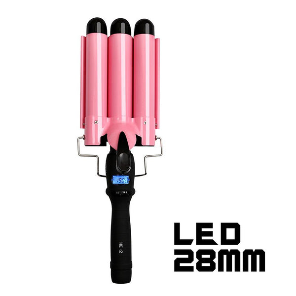 LED Ceramic Triple Barrel Hair Waver Curling Iron Styler
