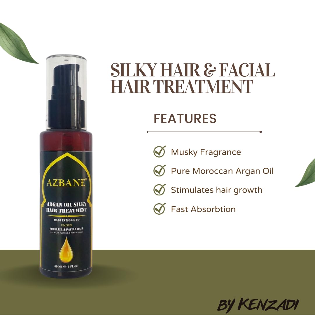 KENZADI Premium Moroccan Argan Oil - Hair & Beard Treatment (60ml, 2oz)