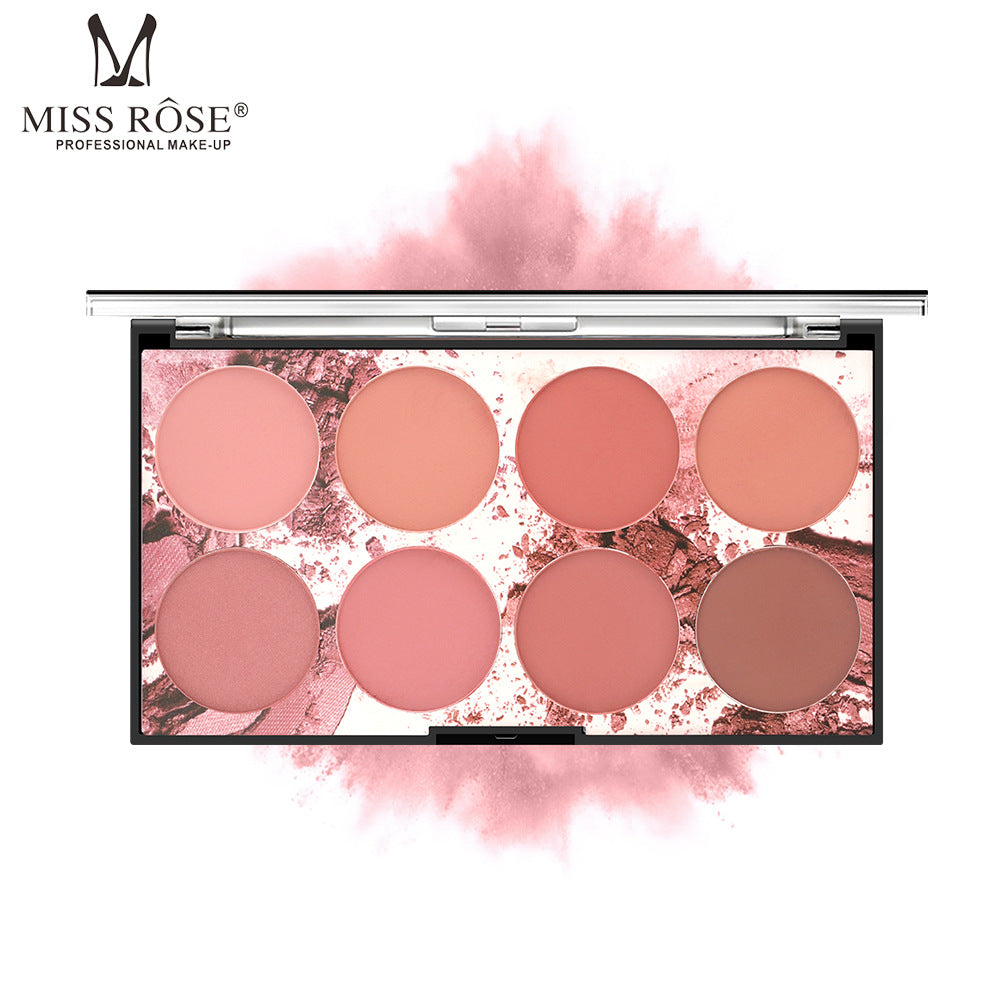 Miss Rose Eight-Color Matte Long-Lasting Blush Palette Makeup