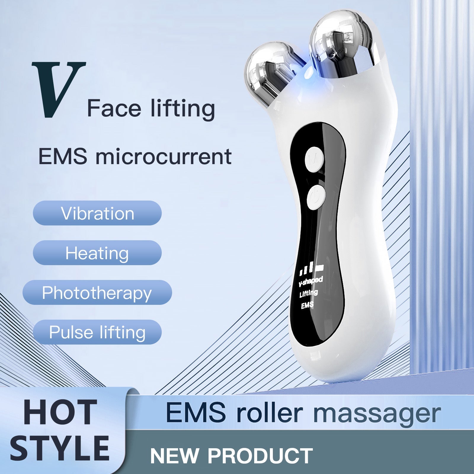 Light Therapy Electric Facial Roller Massager Beauty Device