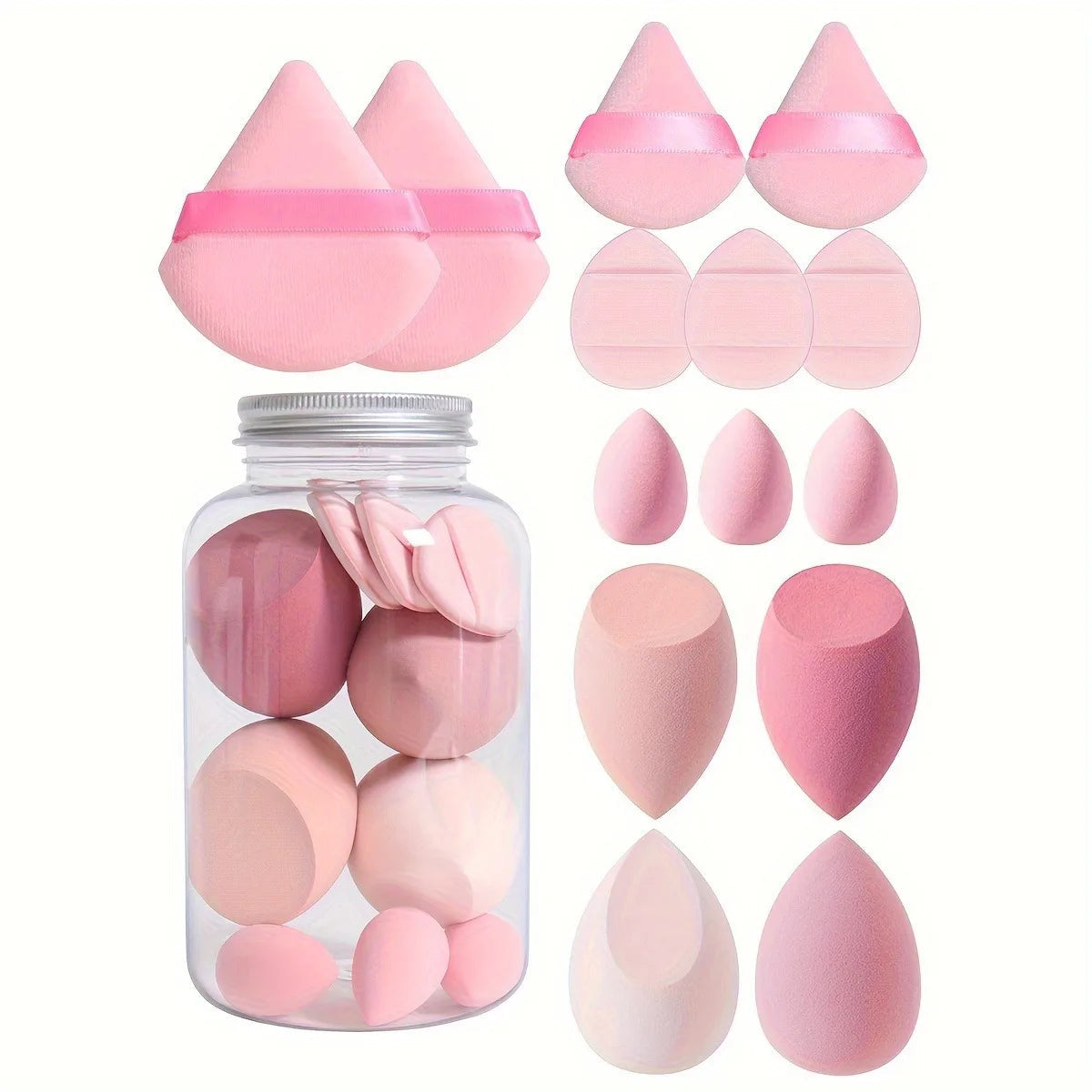14-Piece Triangle Makeup Sponge and Powder Puff Set