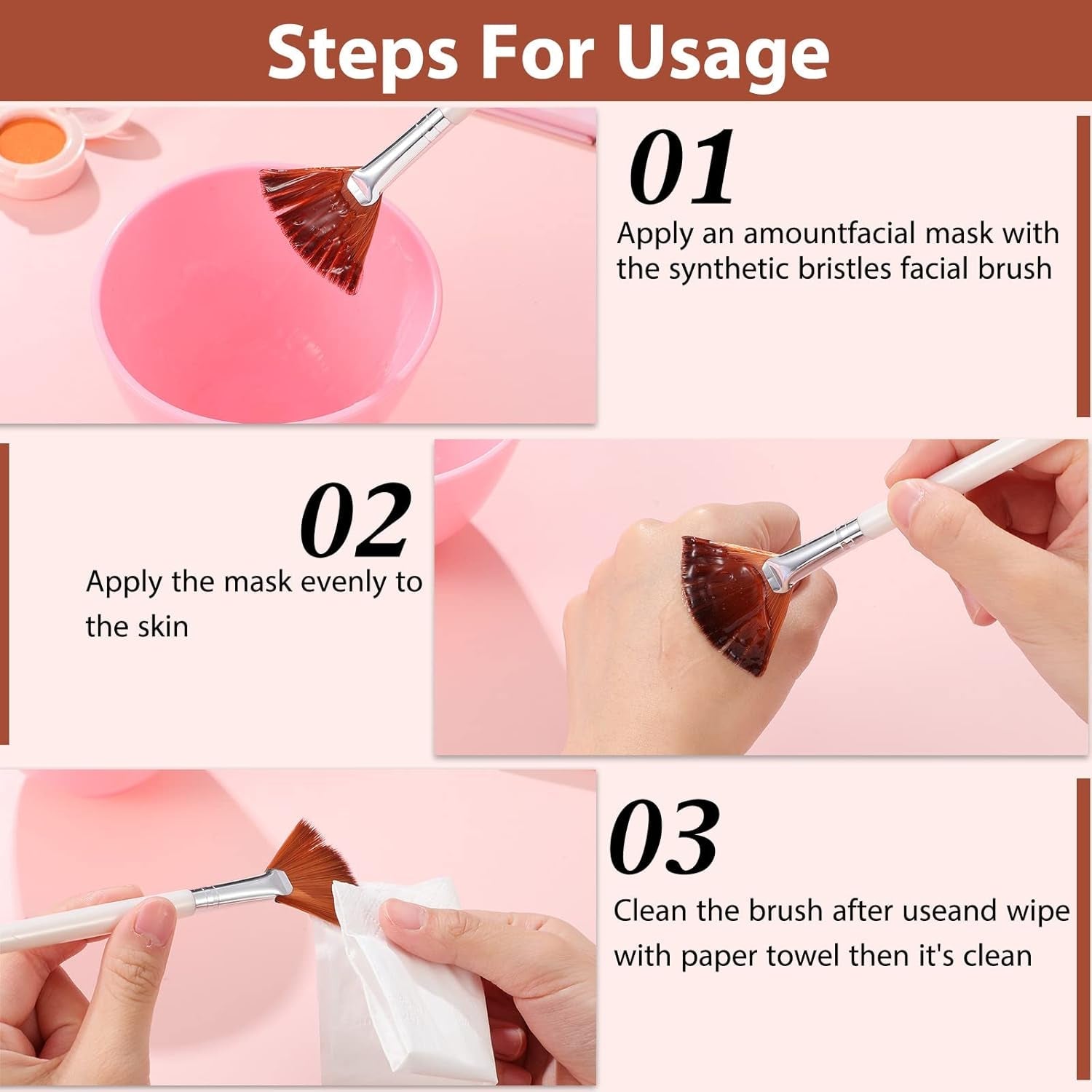 14-Piece Fan Brush Applicator Makeup and Facial Tool Set