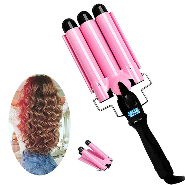 LED Ceramic Triple Barrel Hair Waver Curling Iron Styler