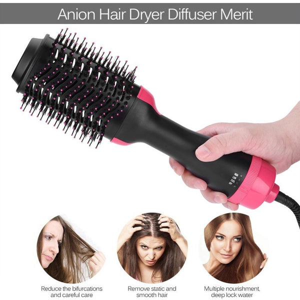 2-in-1 Rotating Hair Dryer Volumizer Hot Brush Styler