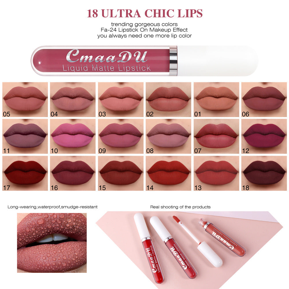 18-Color Matte Waterproof Long-Lasting Lipstick Collection Set