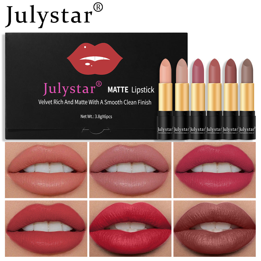 Matte Lipstick Six-Color Long-Lasting Non-Transfer Lip Set