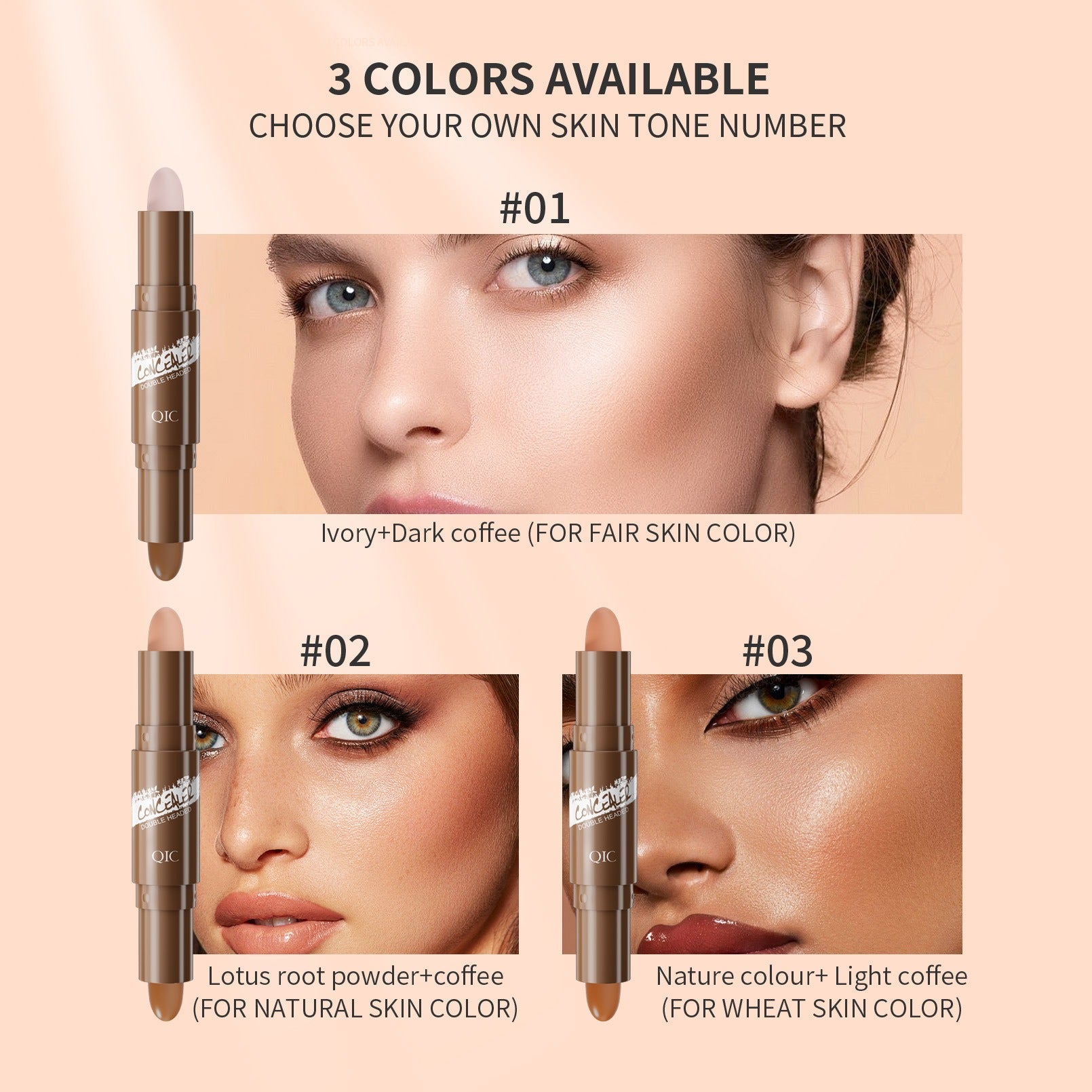 Double-Ended Highlighter Contour Concealer Stick Long-Lasting Makeup Pen