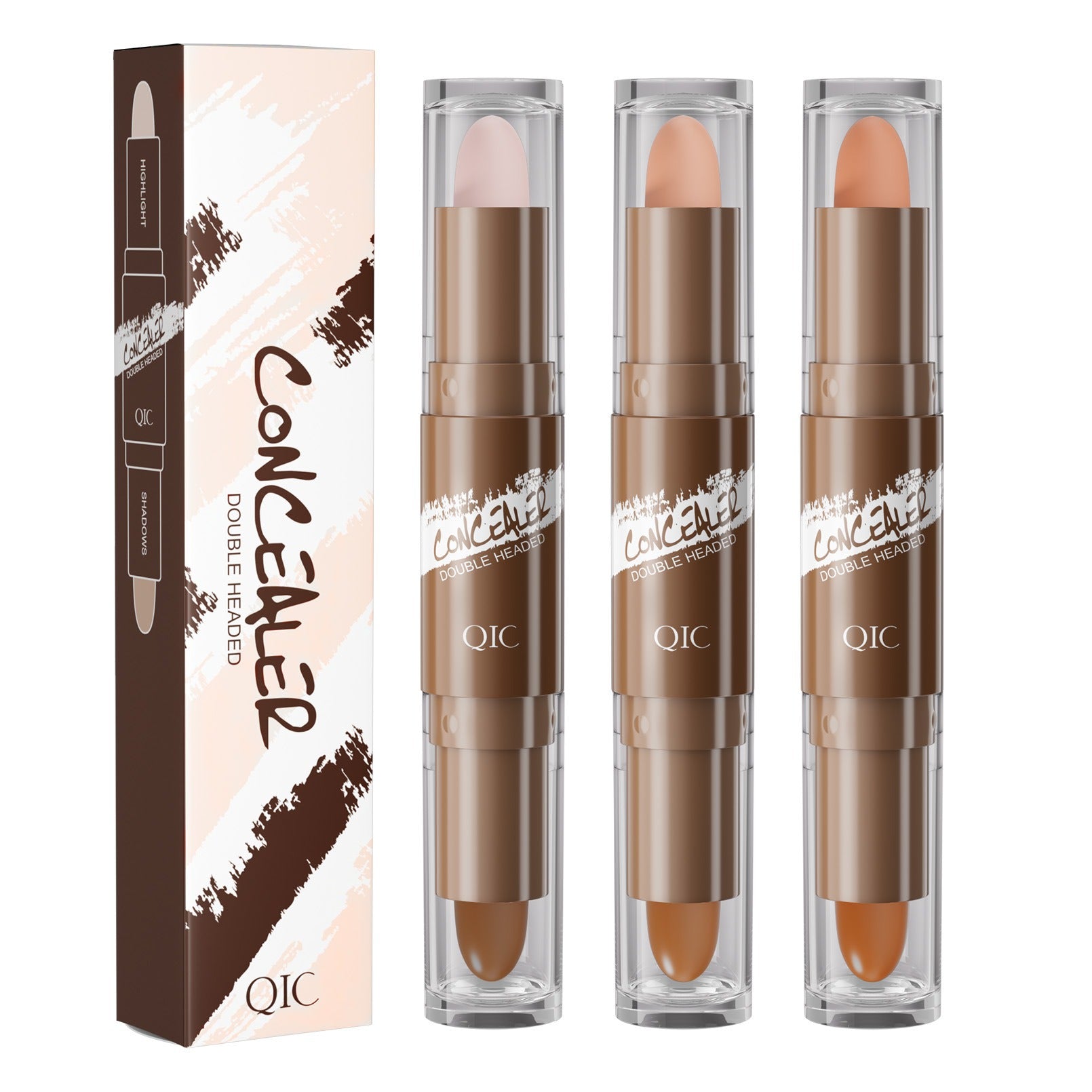 Double-Ended Highlighter Contour Concealer Stick Long-Lasting Makeup Pen