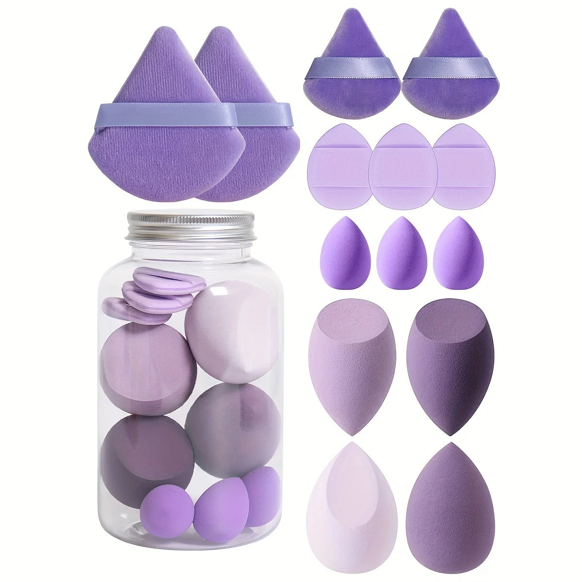 14-Piece Triangle Makeup Sponge and Powder Puff Set