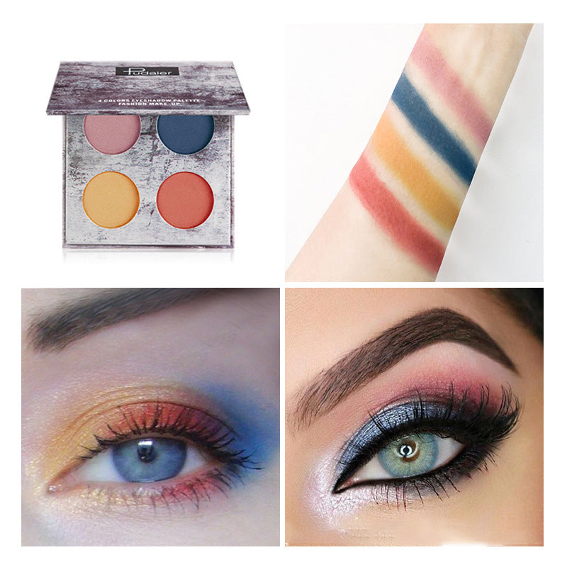 Four-Color Waterproof Matte Pearlescent Eyeshadow Palette Makeup