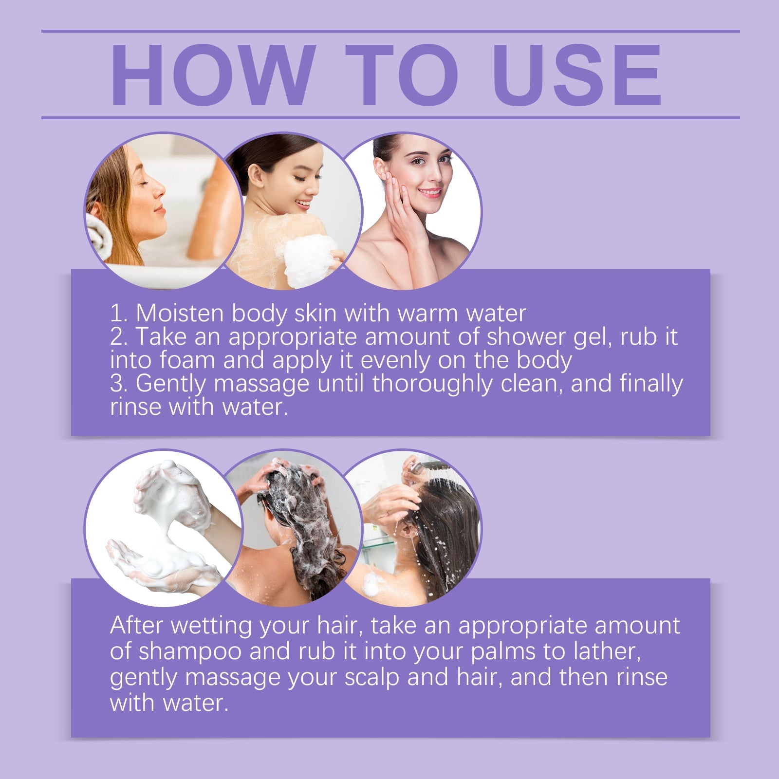 Lavender Shampoo and Shower Set Gentle Moisturizing Body Cleanser
