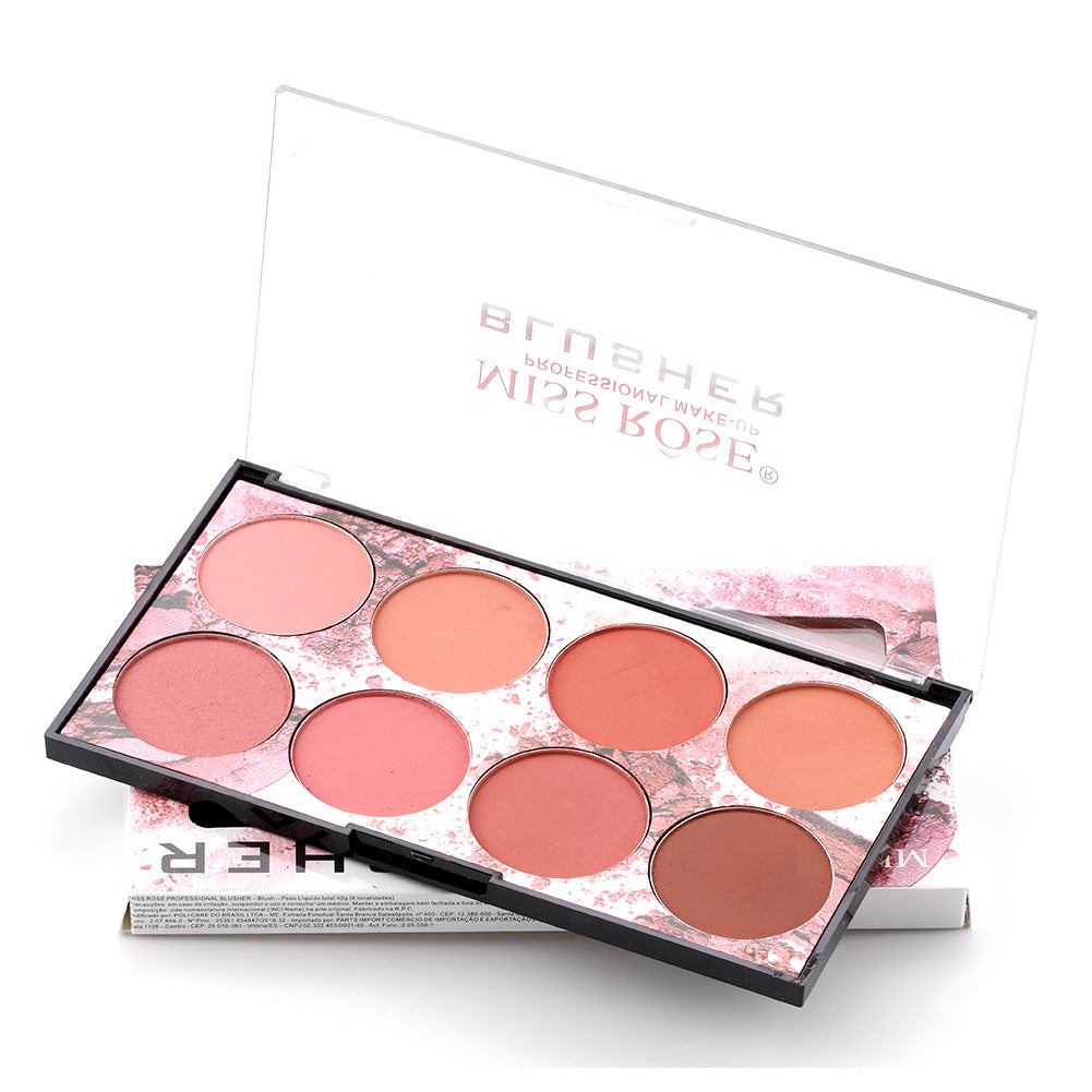 Miss Rose Eight-Color Matte Long-Lasting Blush Palette Makeup