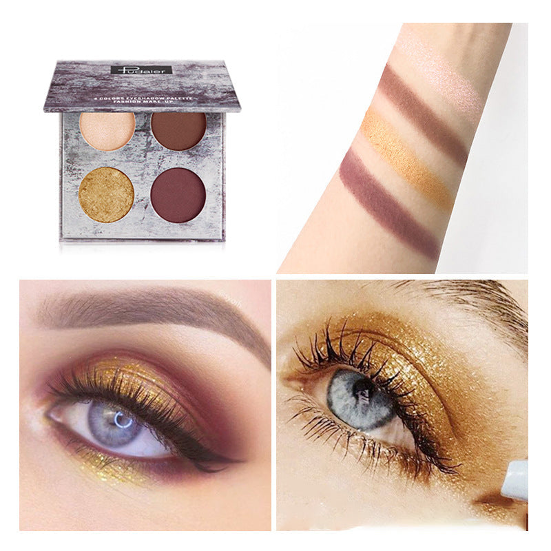 Four-Color Waterproof Matte Pearlescent Eyeshadow Palette Makeup