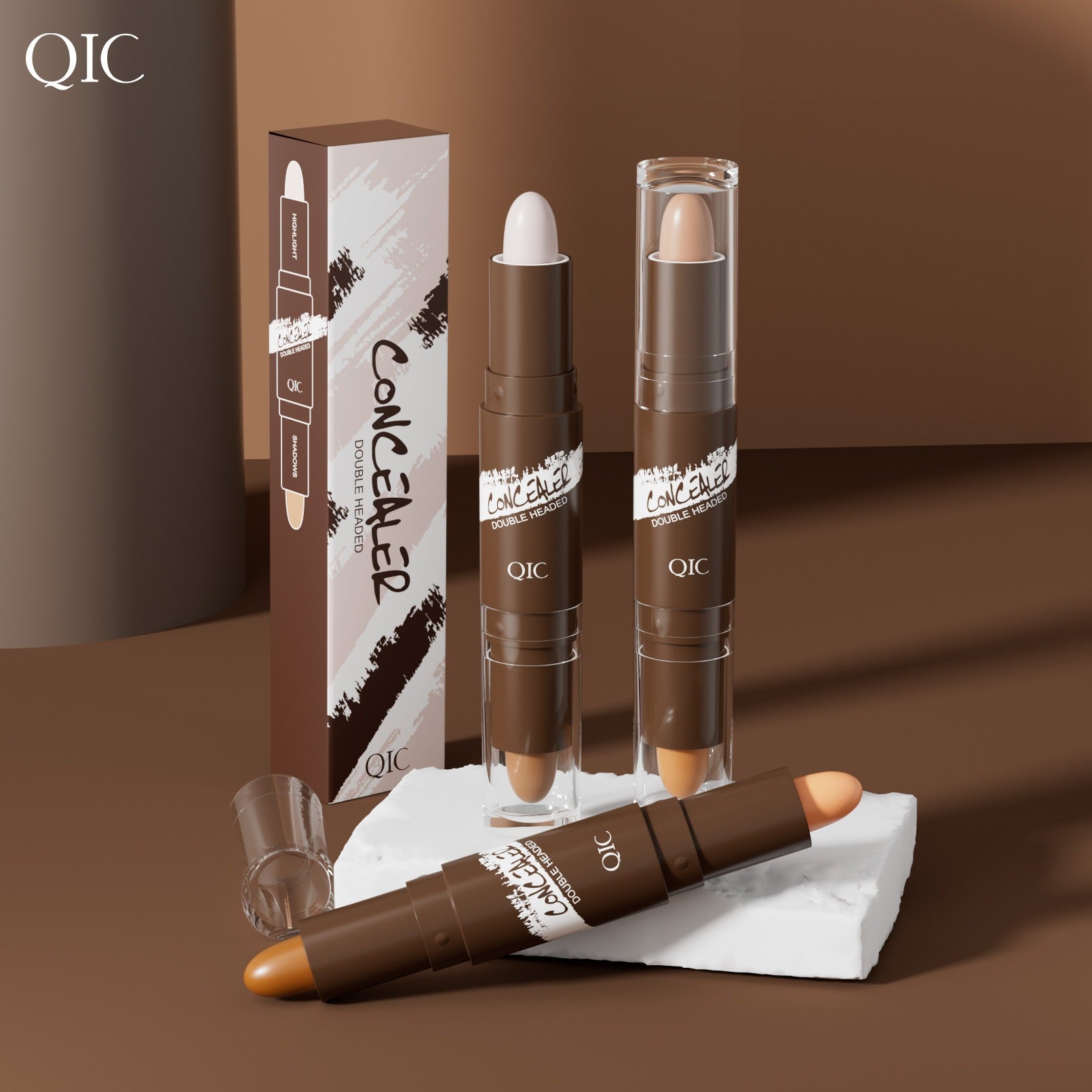 Double-Ended Highlighter Contour Concealer Stick Long-Lasting Makeup Pen