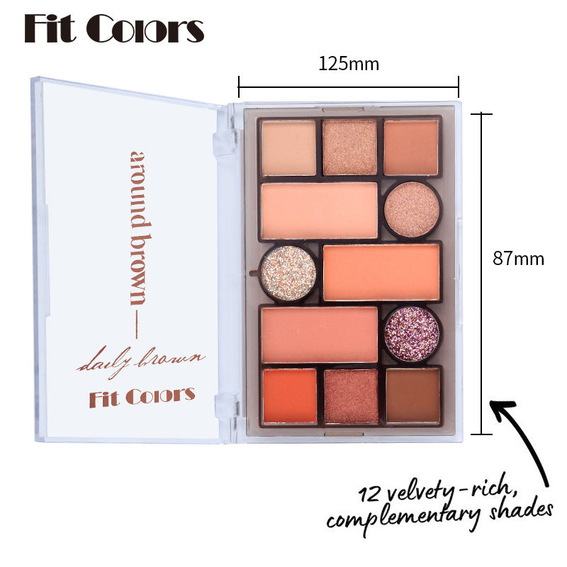 Fit Colors 12-Color Comprehensive Makeup Powder Palette Matte Pearlescent