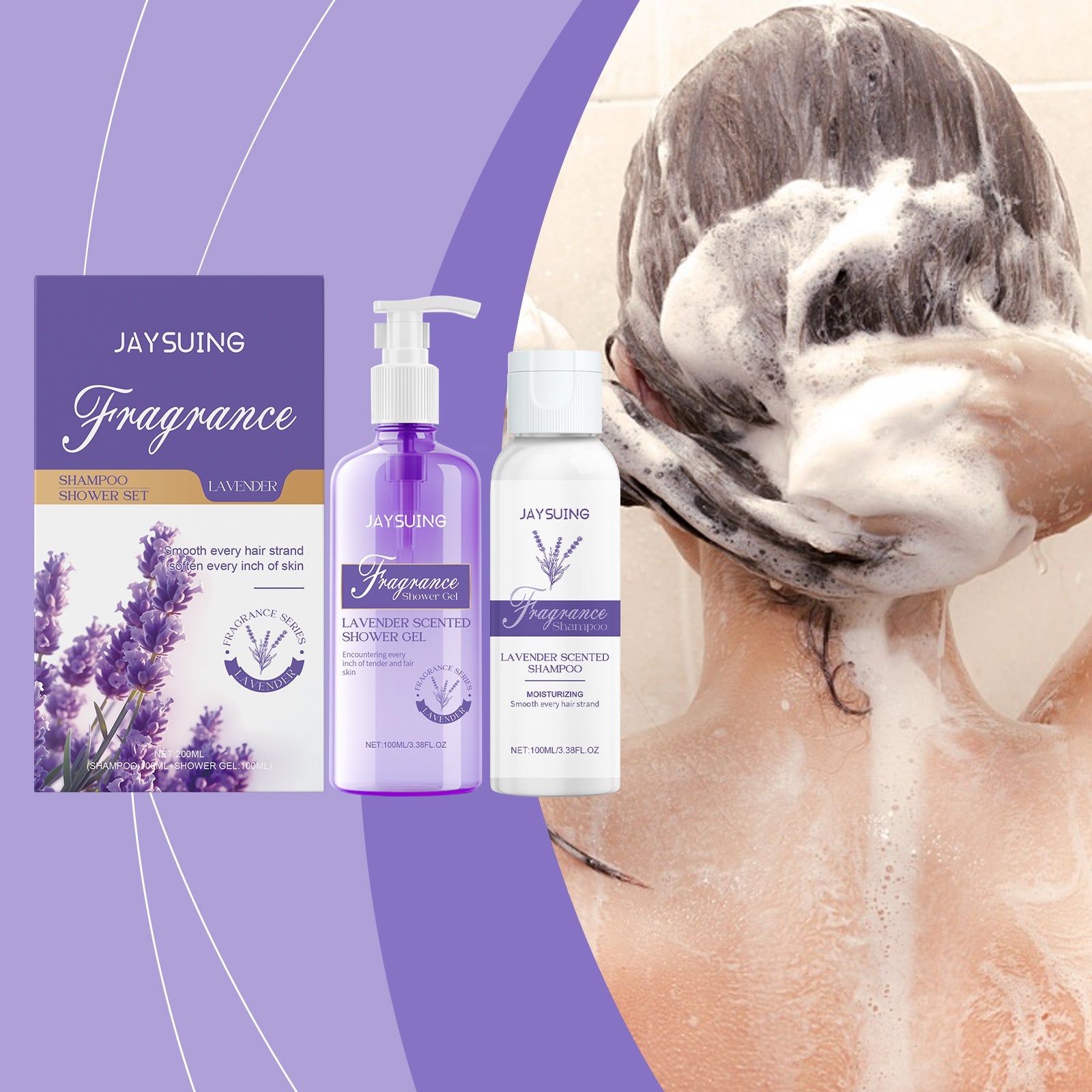 Lavender Shampoo and Shower Set Gentle Moisturizing Body Cleanser