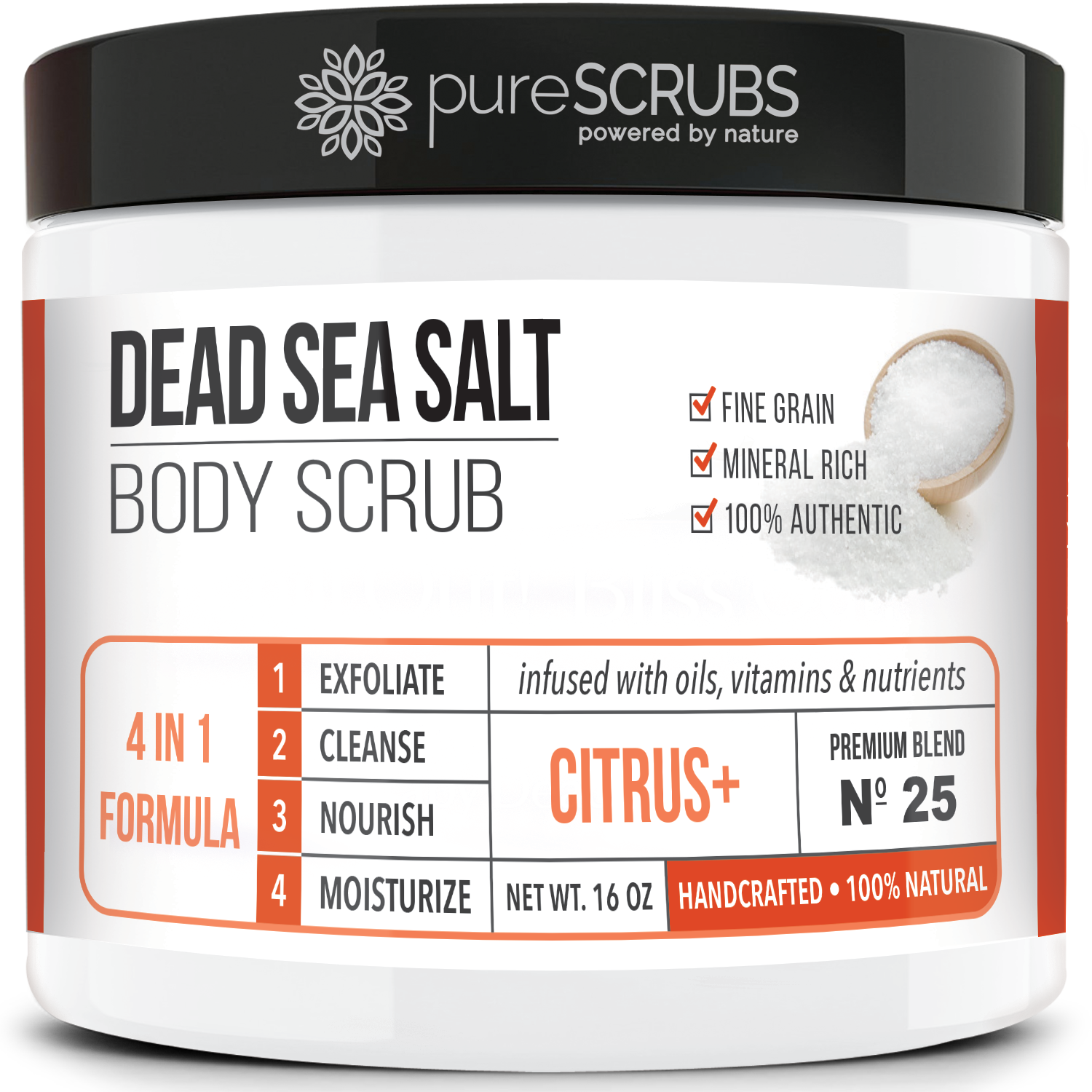 Citrus+ Body Scrub - Dead Sea Salt - Premium Blend #25