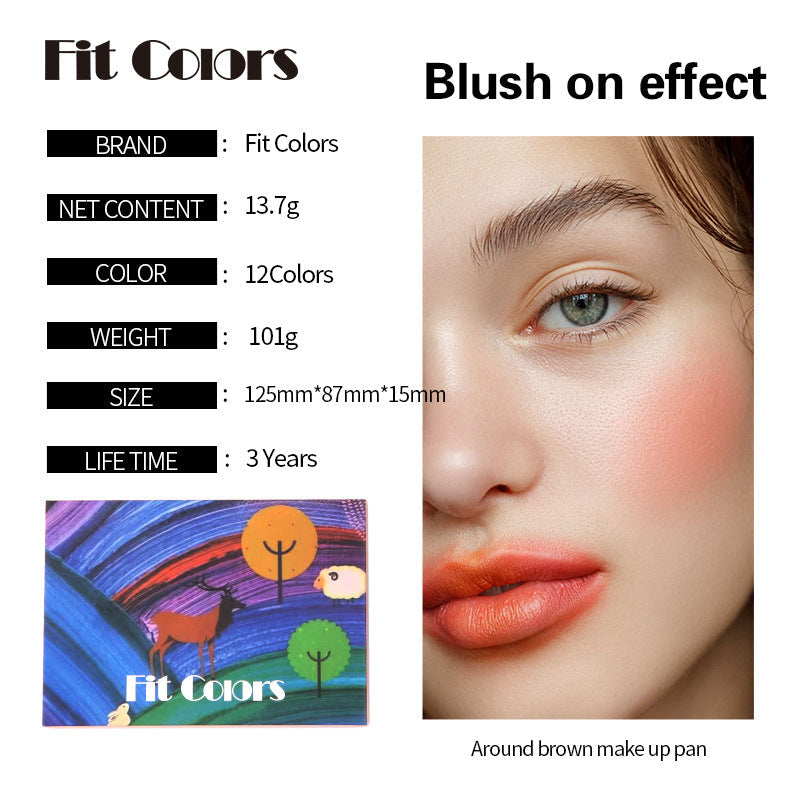 Fit Colors 12-Color Comprehensive Makeup Powder Palette Matte Pearlescent