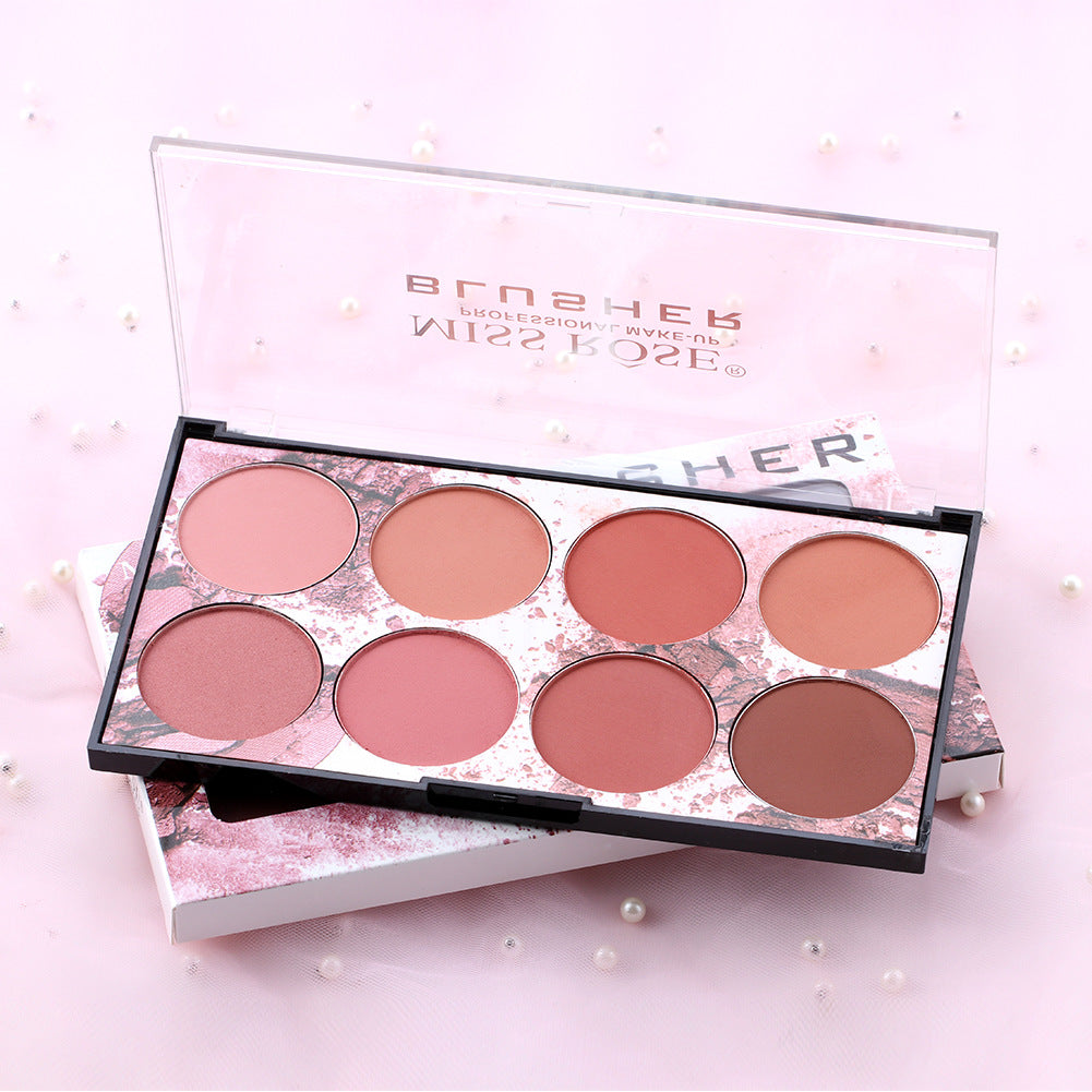 Miss Rose Eight-Color Matte Long-Lasting Blush Palette Makeup