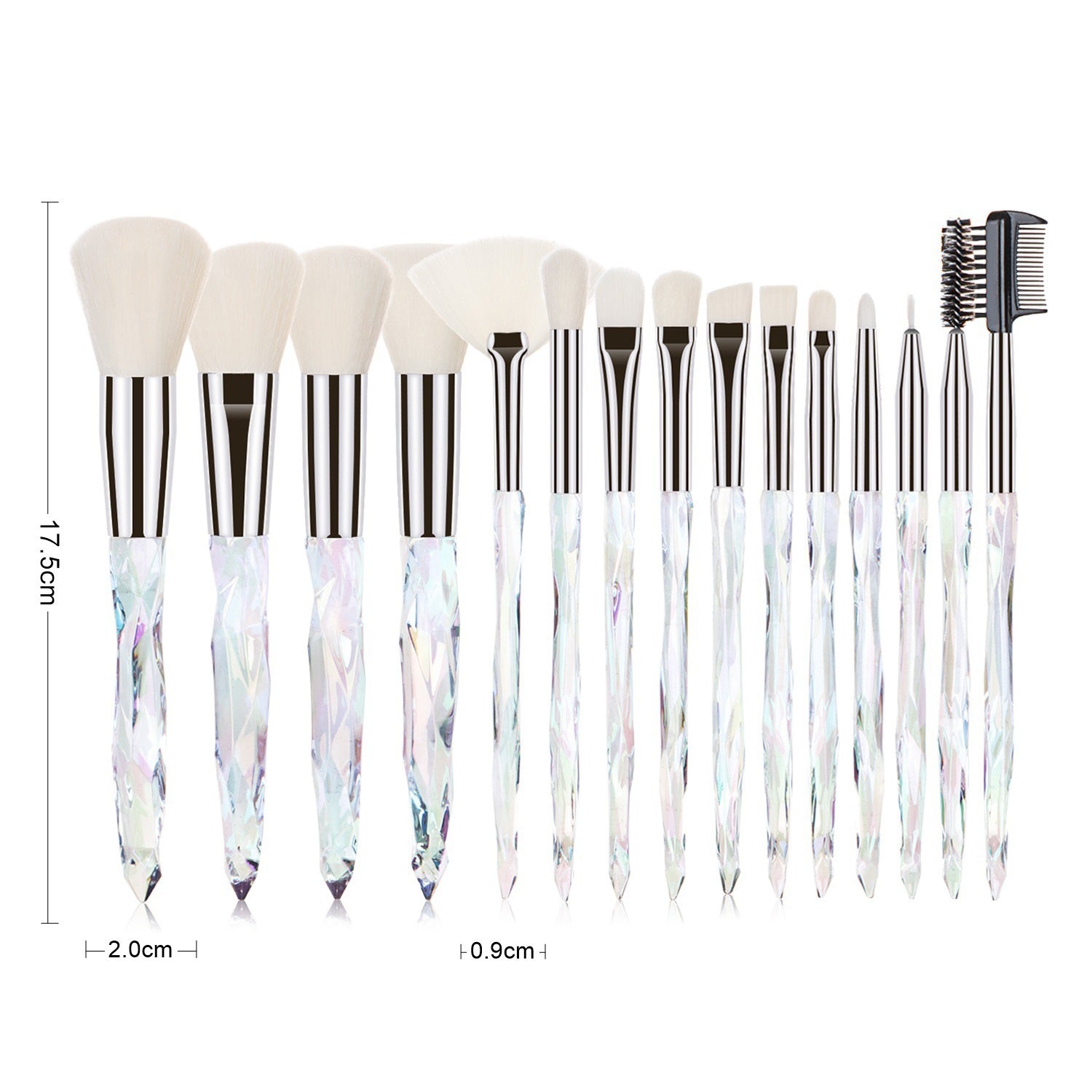 15-Piece Diamond Crystal Handle Makeup Brush Set Professional