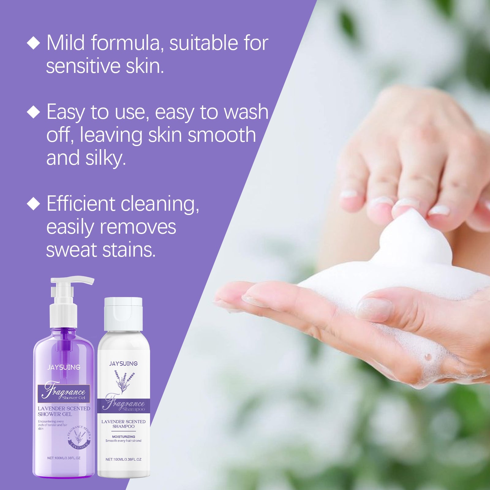 Lavender Shampoo and Shower Set Gentle Moisturizing Body Cleanser