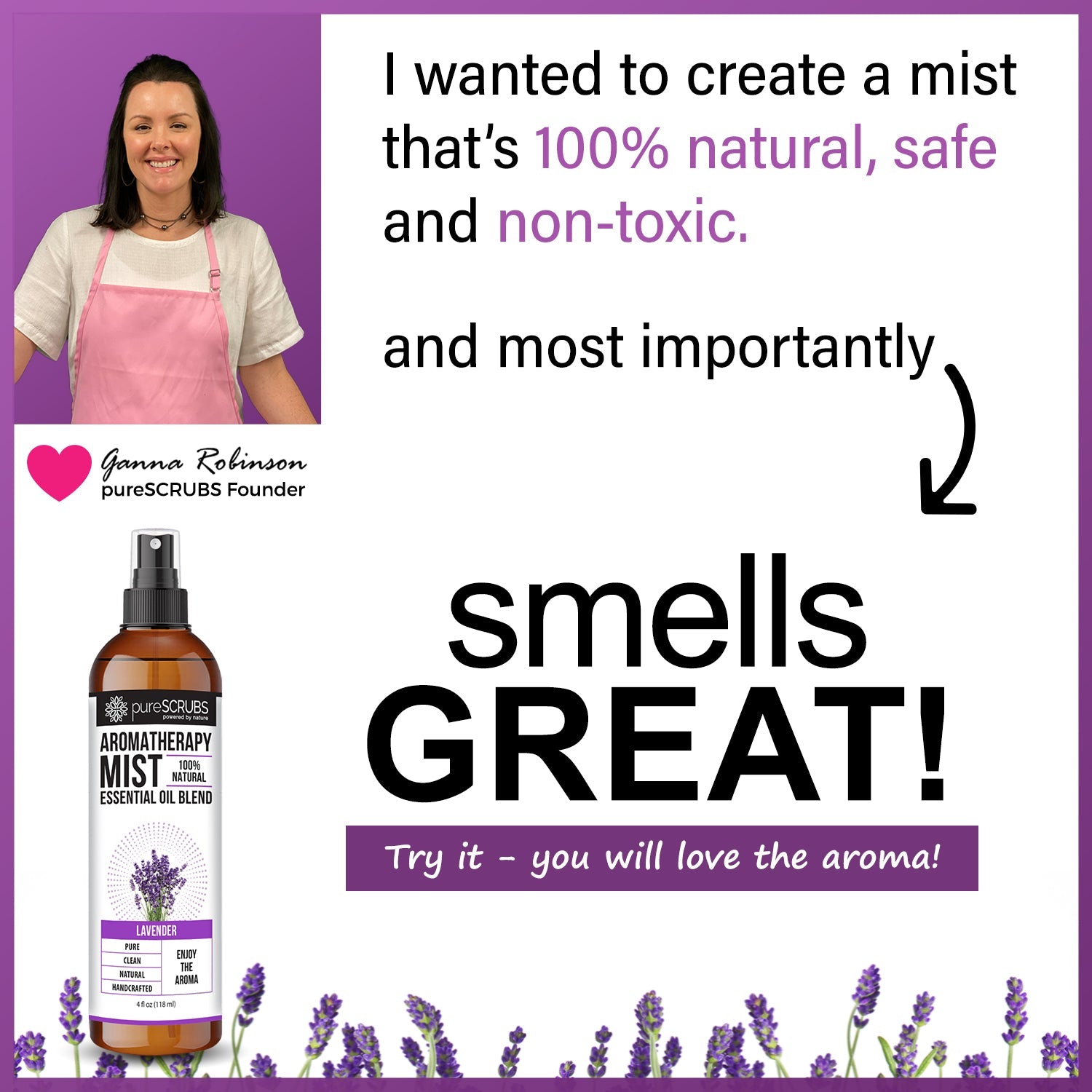 Lavender Aromatherapy Mist - 100% Natural Essential Oil Blend for Room, Body, Linens