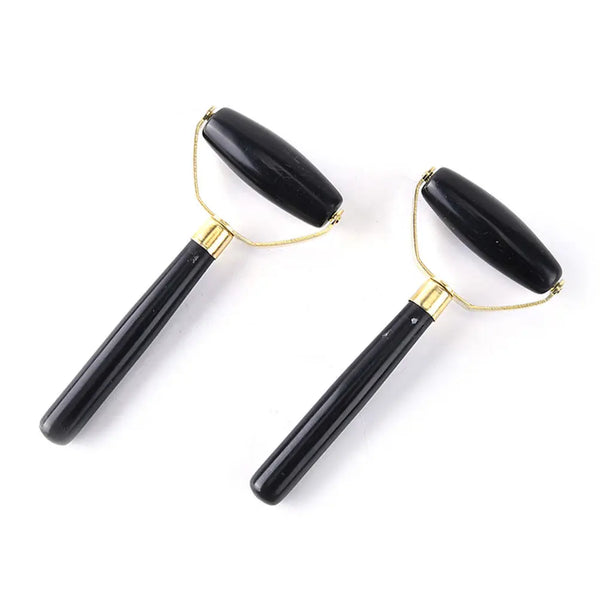 Natural Obsidian Quartz Facial Massage Roller Beauty Care Tool