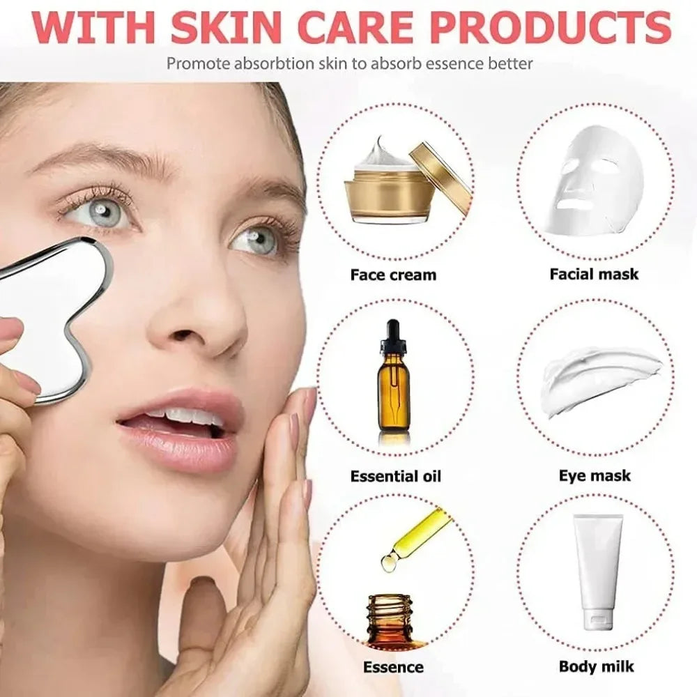 Stainless Steel Ice Face Roller and Gua Sha Set
