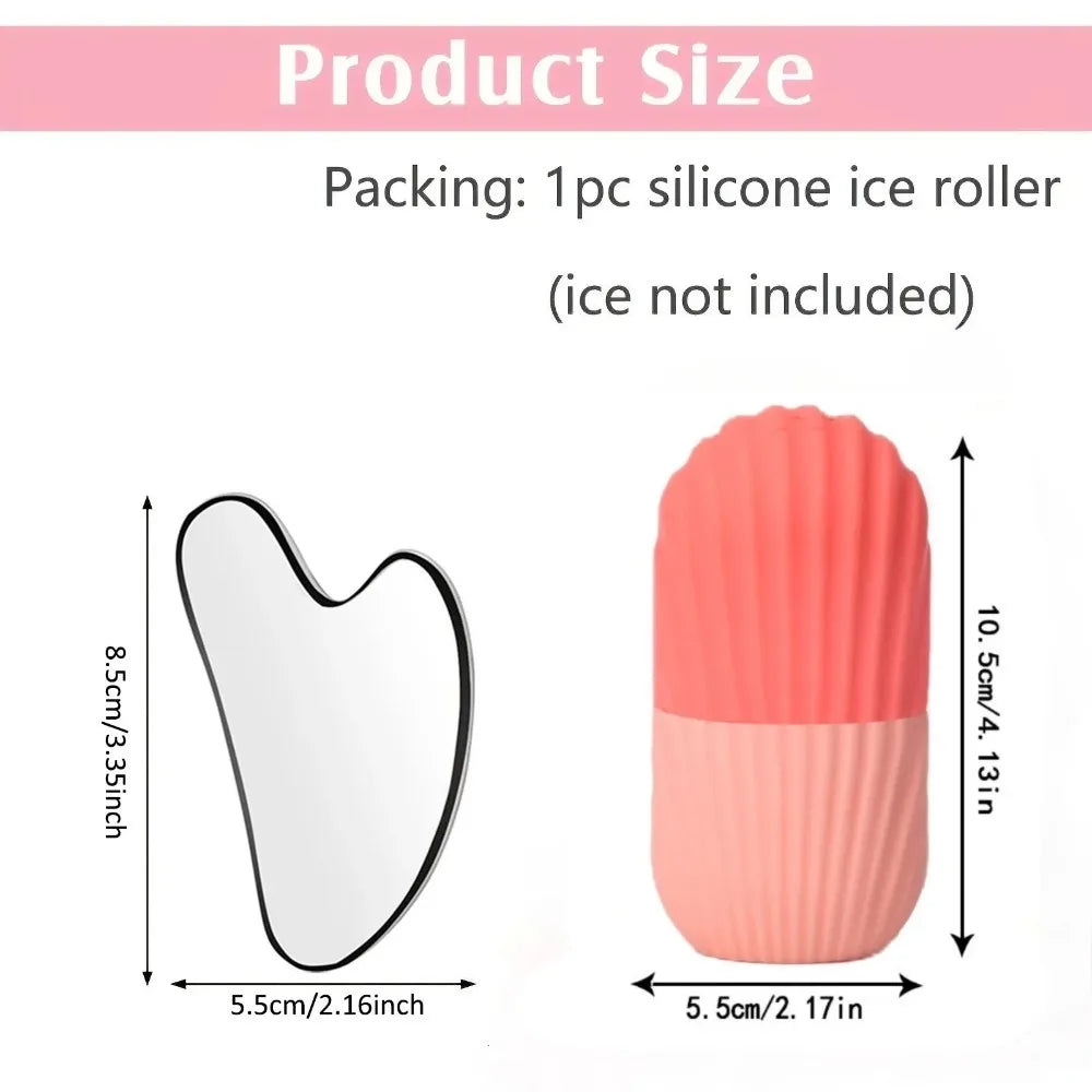 Stainless Steel Ice Face Roller and Gua Sha Set