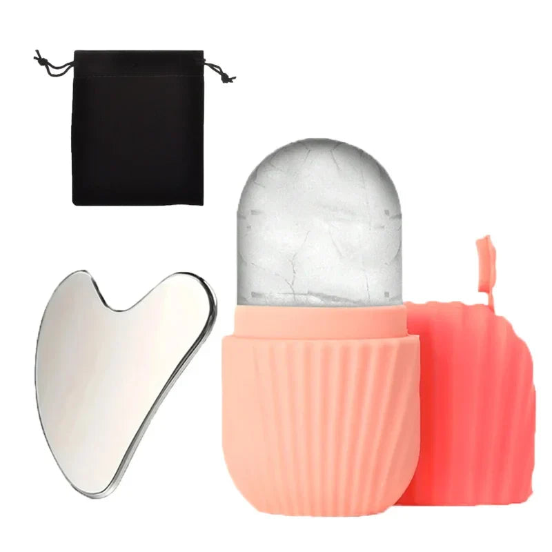 Stainless Steel Ice Face Roller and Gua Sha Set