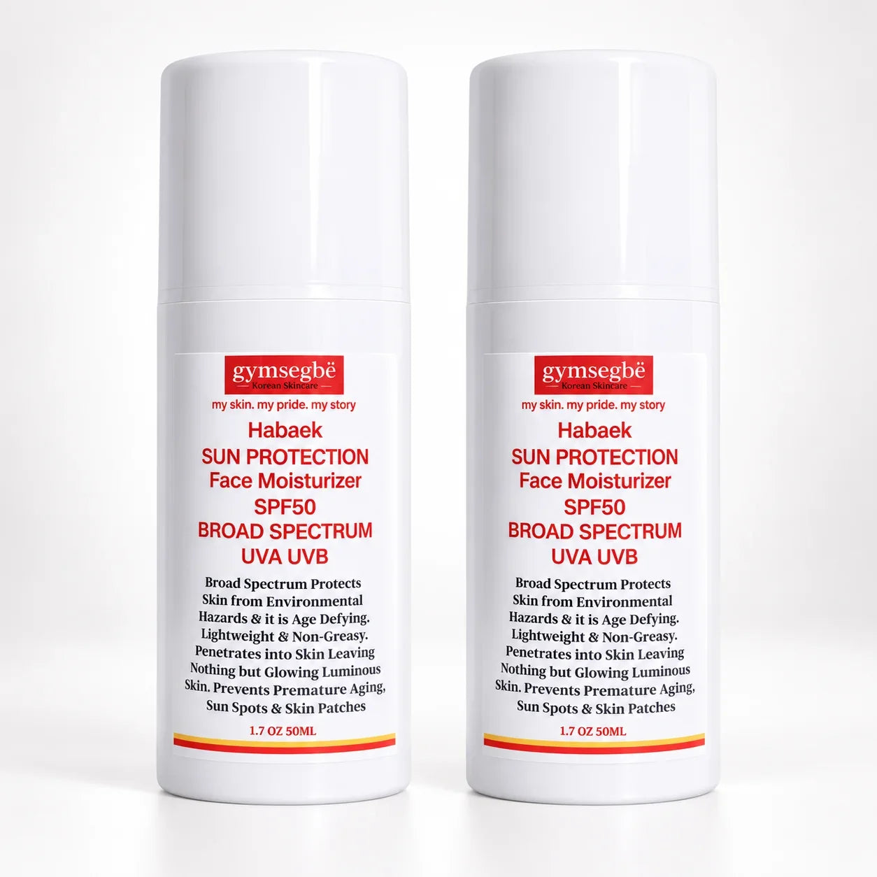 Habaek Sun Protection Face Moisturizer SPF50 | Peptides | Niacinamide