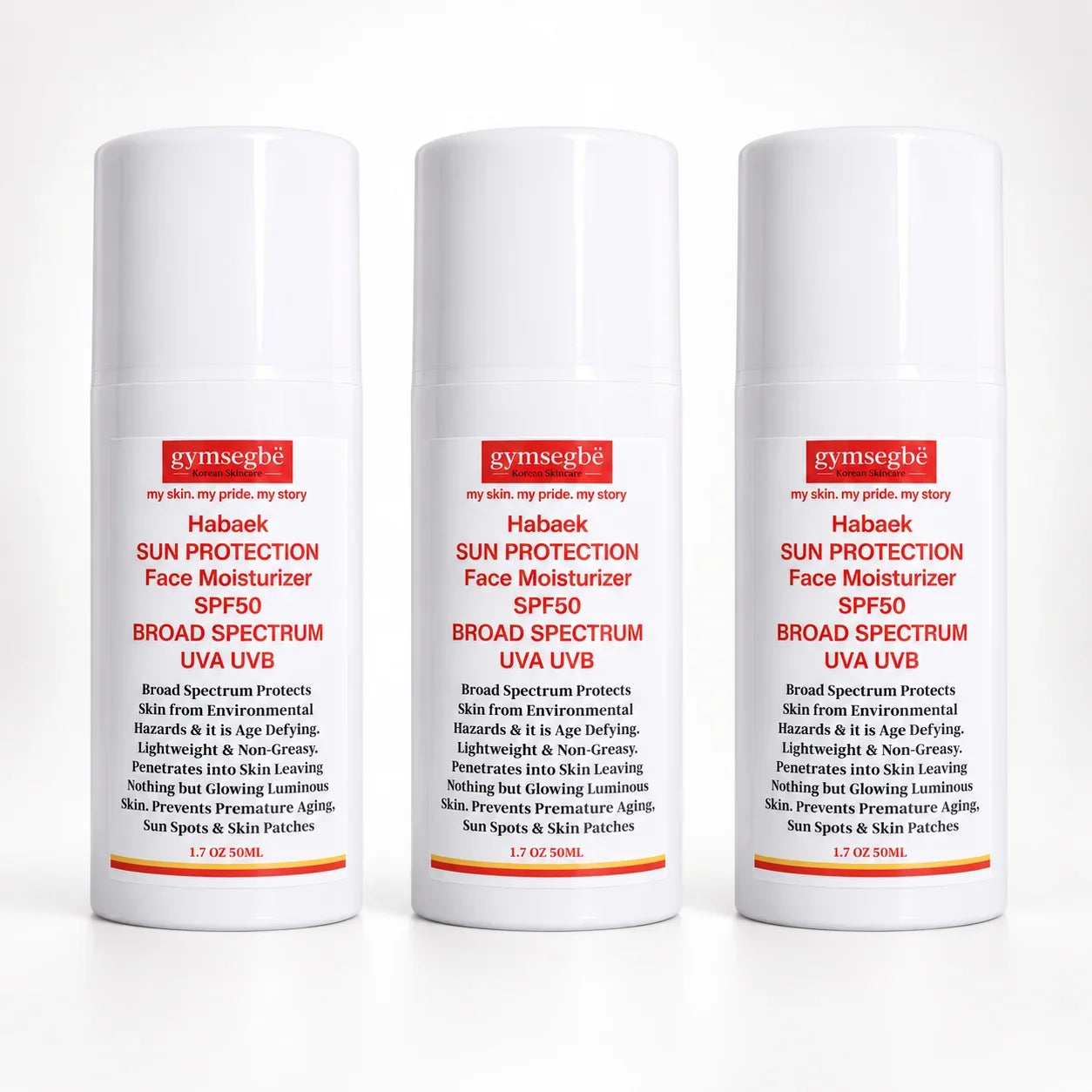 Habaek Sun Protection Face Moisturizer SPF50 | Peptides | Niacinamide