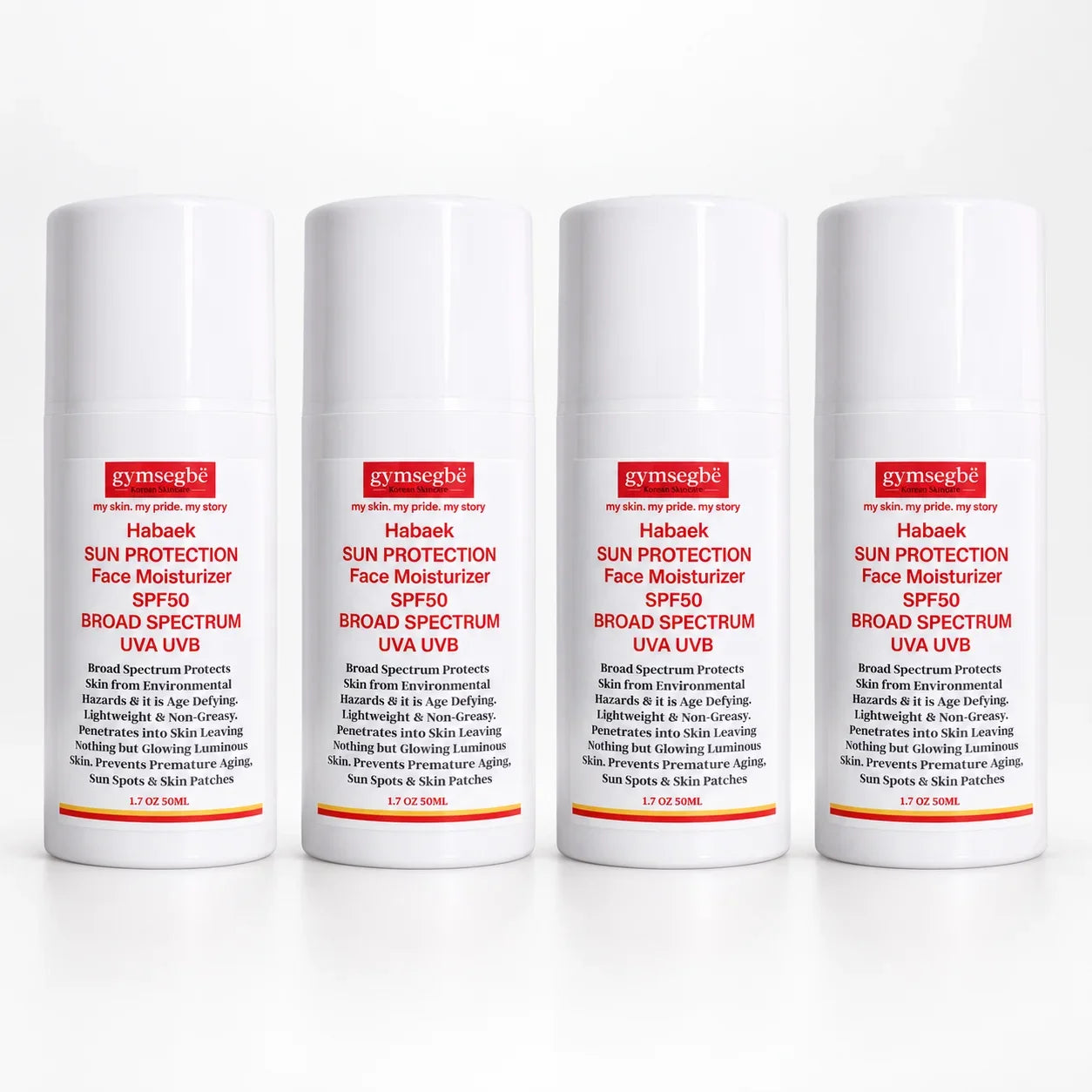Habaek Sun Protection Face Moisturizer SPF50 | Peptides | Niacinamide