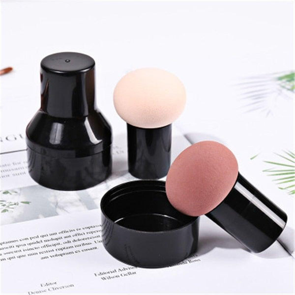 Elegant Womens Non-latex Makeup Sponge Mushroom Head Powder Liquid Dry And Wet Multifunction Makeup Brush Cosmetic Tool Storage Box
