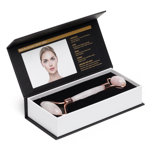 Rose Quartz Dual-Ended Facial Roller Beauty Massage Tool
