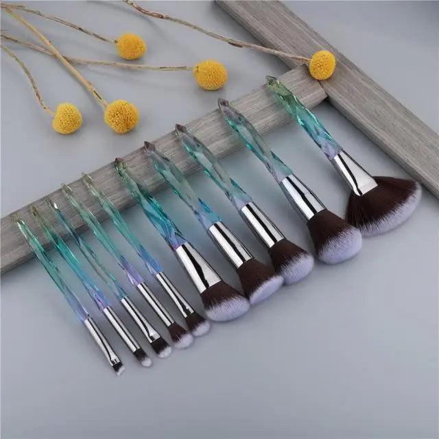 New Luxury Cosmic Color New Luxury Crystal Makeup Brushes Powder Foundation Eyeshadow Eyebrow Cosmetics for Face Fan Make Up Brush Set