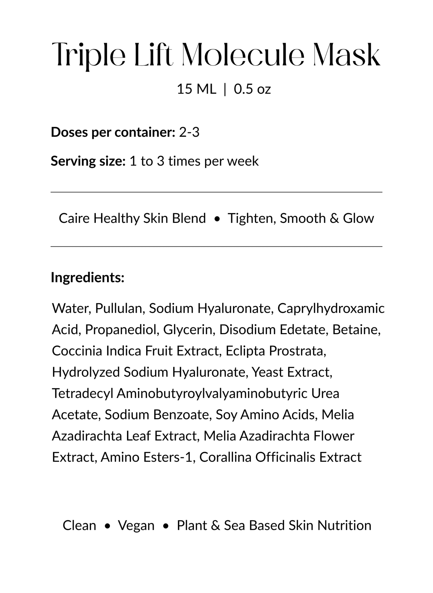 Triple Lift Molecule Hydrating Facial Sheet Mask Treatment